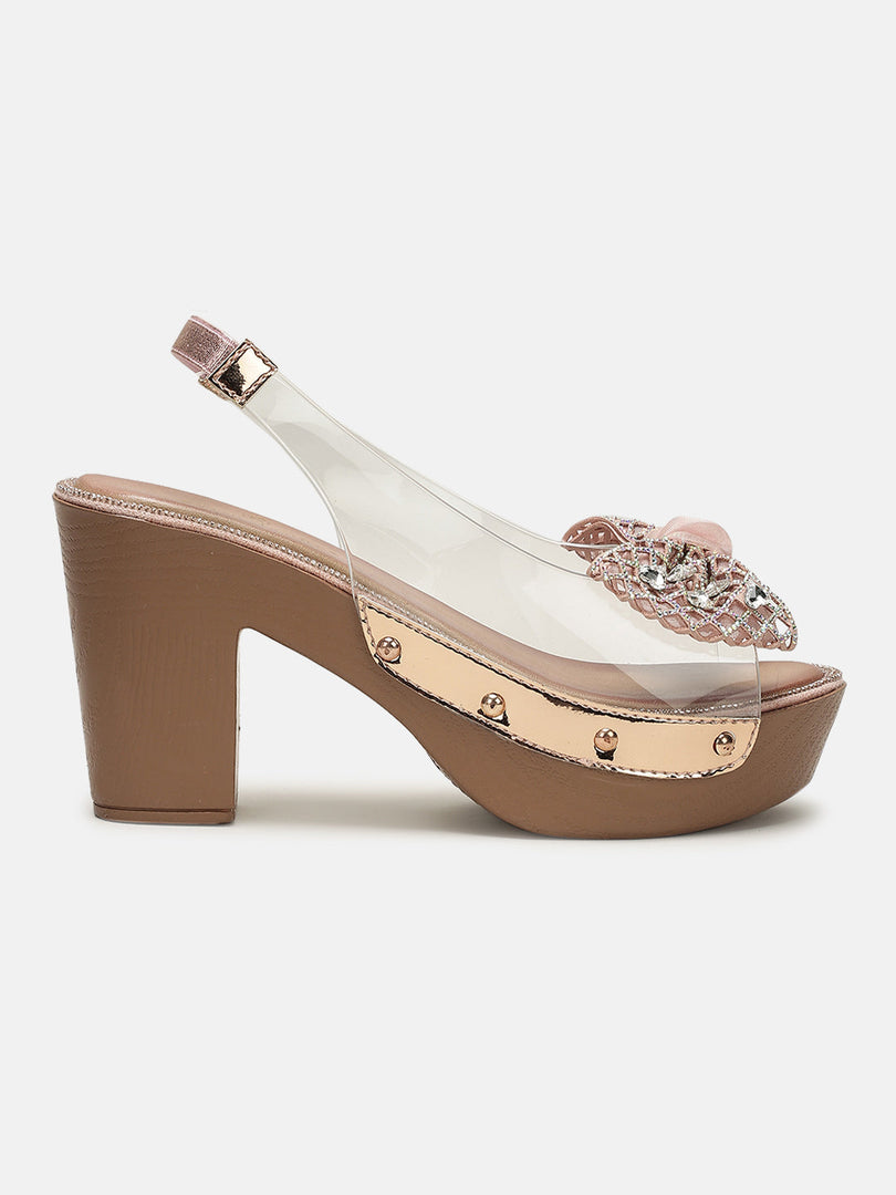 Marc Loire Womes Rose Gold Block Heels