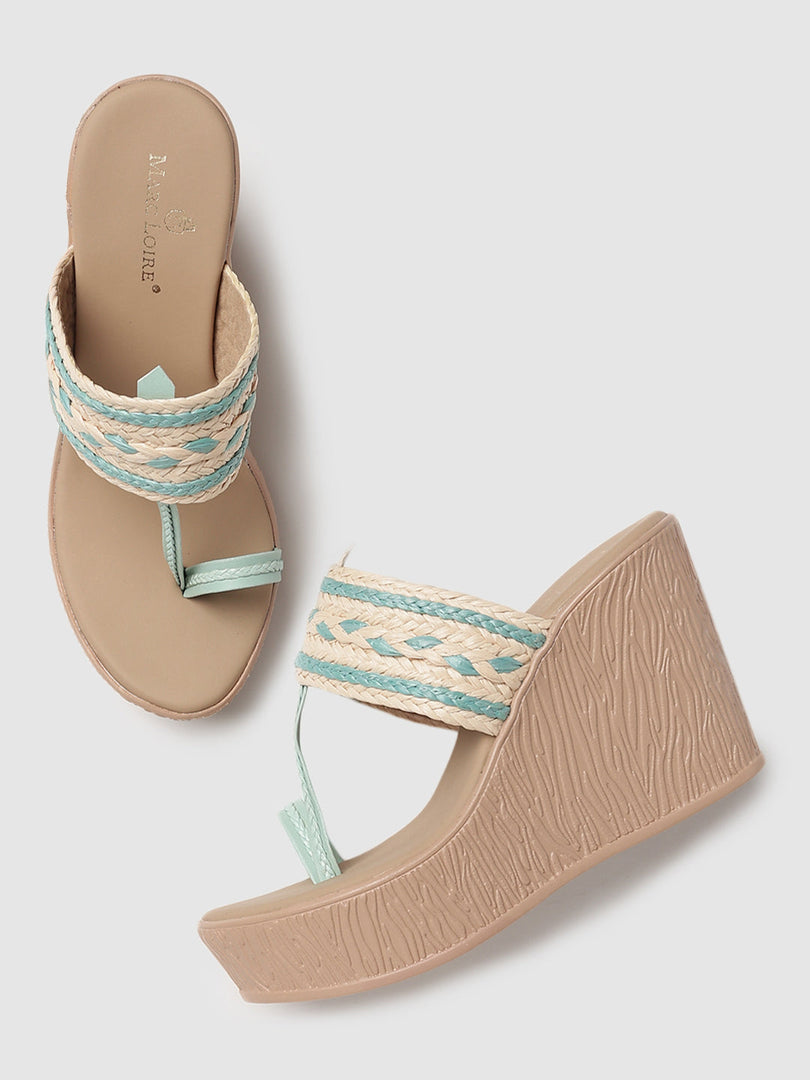 Marc Loire Womes Turquoise Wedge Heels