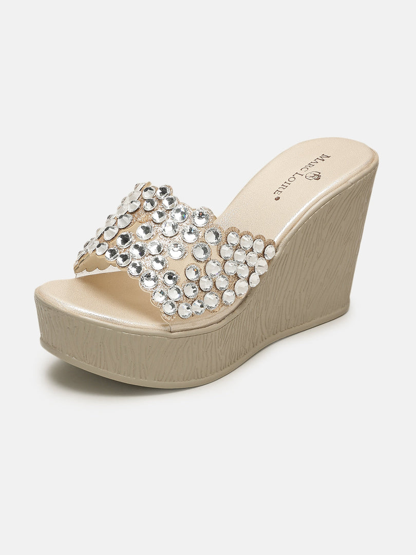 Marc Loire Womes Gold Wedge Heels