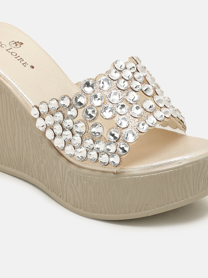 Marc Loire Womes Gold Wedge Heels