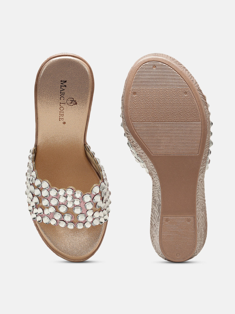 Marc Loire Womes Rose Gold Wedge Heels