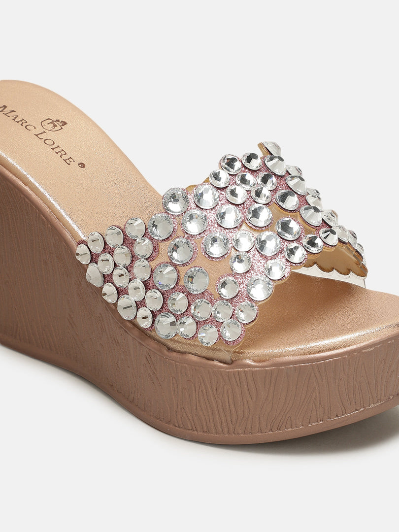 Marc Loire Womes Rose Gold Wedge Heels