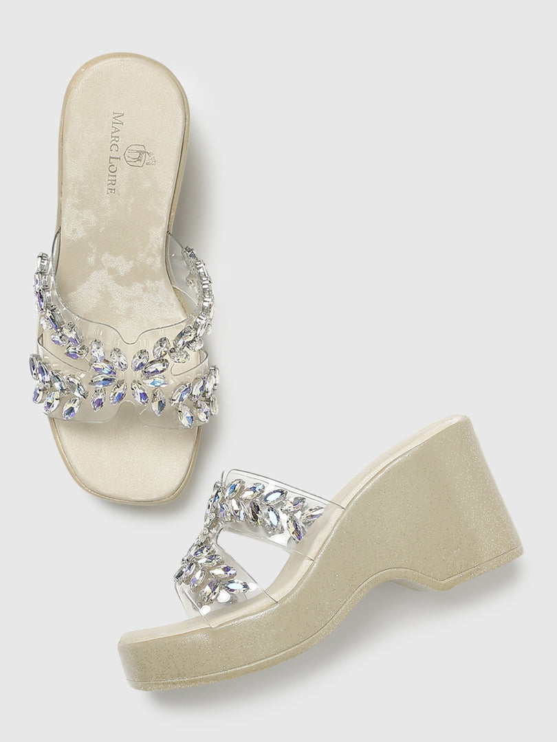 Marc Loire Women Gold Platform Heels