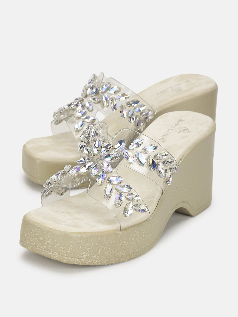 Marc Loire Women Gold Platform Heels