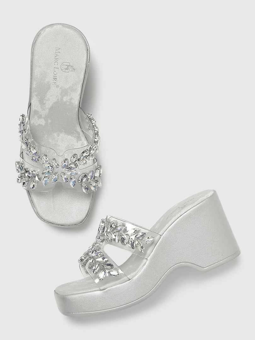 Marc Loire Women Silver Platform Heels