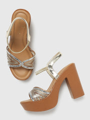 Marc Loire Women Gold Block Heels