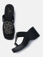 Marc Loire Womens Black Party Wedge Sandals Heels