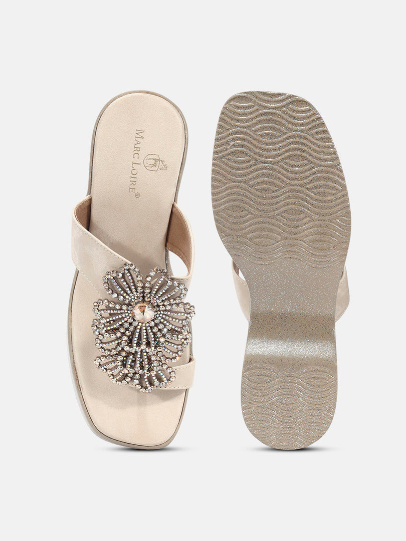 Marc Loire Womens Cream Party Wedge Sandals Heels