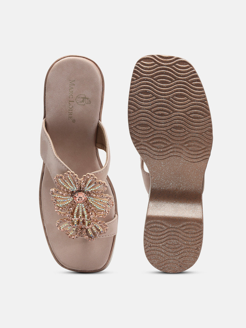 Marc Loire Womens Rose Gold Party Wedge Sandals Heels