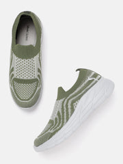 Marc Loire Women Olive Slip-On Woven Design Casual Shoes