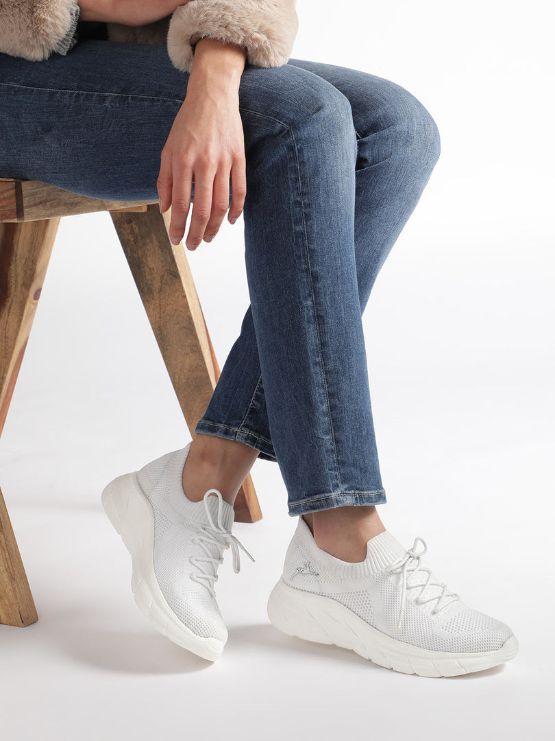 Marc Loire Women White Woven Design Slip-On Casual Shoes