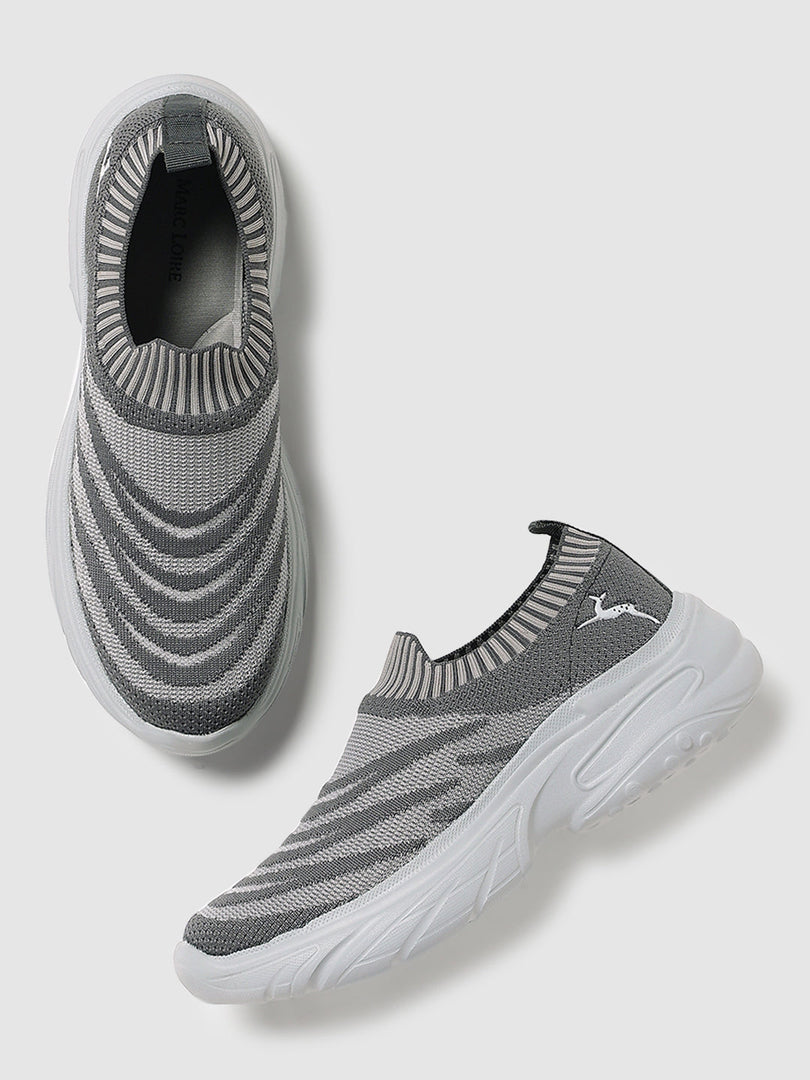 Marc Loire Women Dark Grey Slip-On Woven Design Casual Shoes