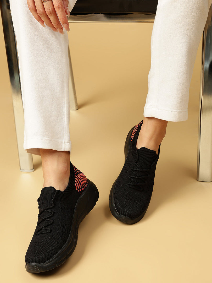 Marc Loire Women Black Mesh Slip-On Sneakers