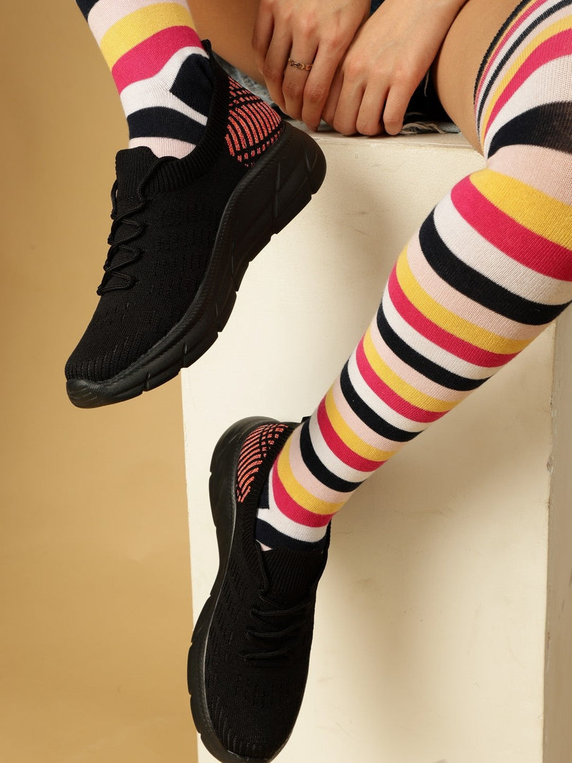 Marc Loire Women Black Mesh Slip-On Sneakers