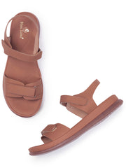 Marc Loire Womes Brown Backstrap Casual Flats Sandals