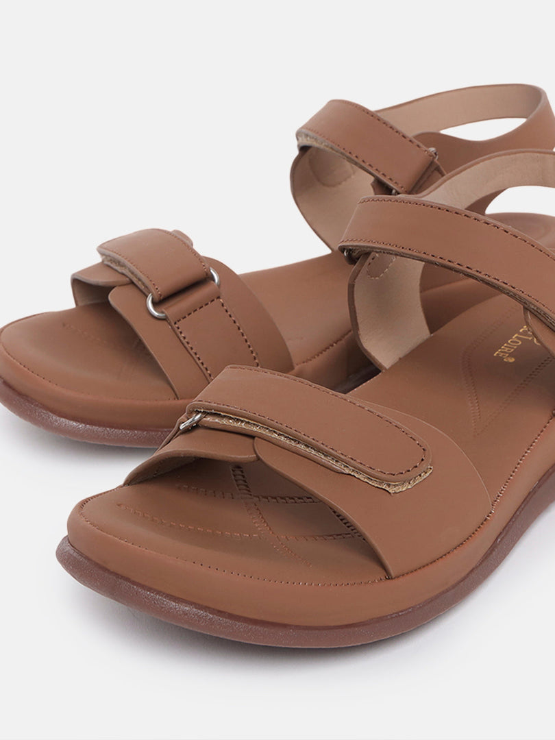Marc Loire Womes Brown Backstrap Casual Flats Sandals