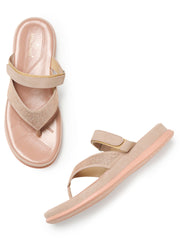 Marc Loire Womes Peach Embellished Open Toe Flats