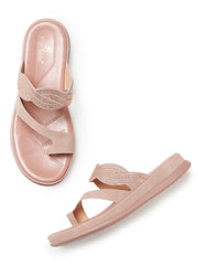 Marc Loire Womes Nude Embellished Open Toe Flats