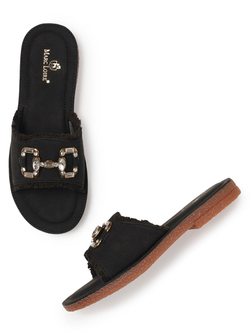 Marc Loire Womes Blue Solid Open Toe Flats