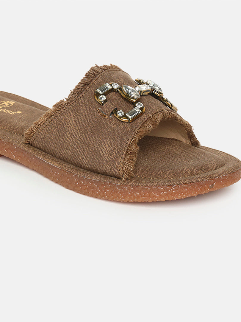 Marc Loire Womes Brown Solid Open Toe Flats