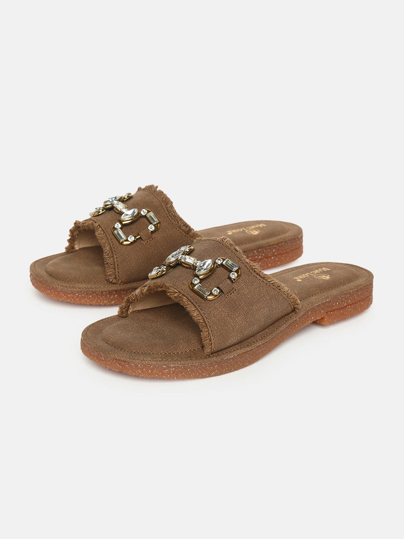 Marc Loire Womes Brown Solid Open Toe Flats