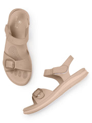 Marc Loire Womes Beige Solid Backstrap Flats Sandals
