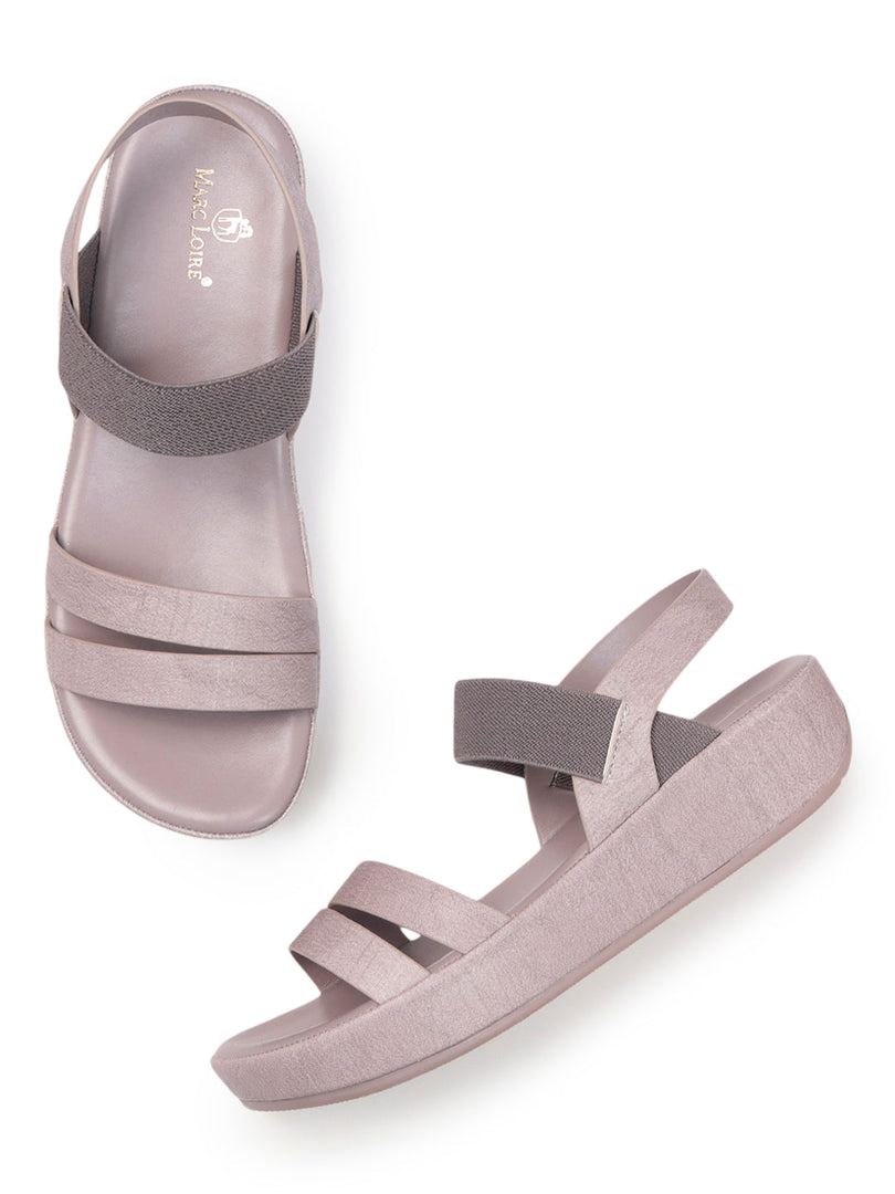 Marc Loire Womes Grey Solid Backstrap Flats Sandals