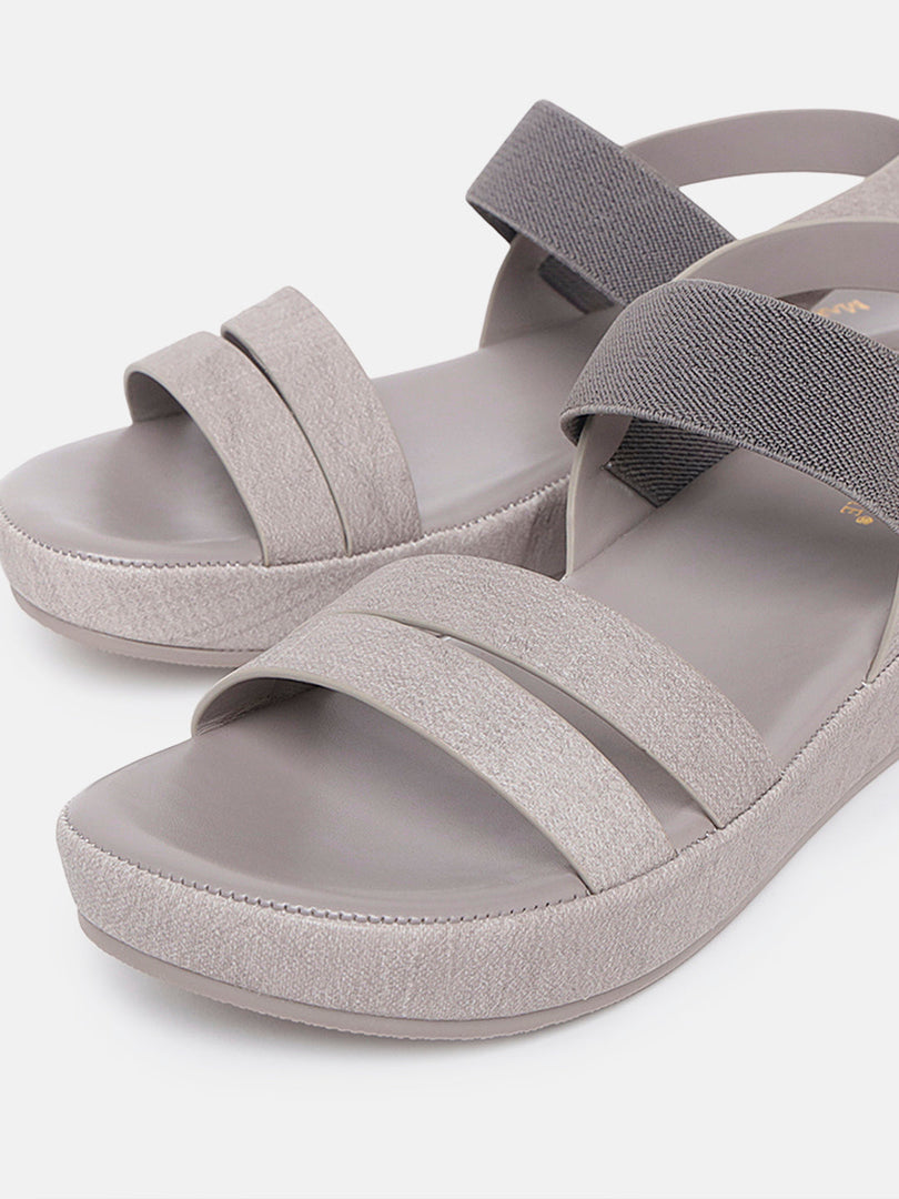 Marc Loire Womes Grey Solid Backstrap Flats Sandals