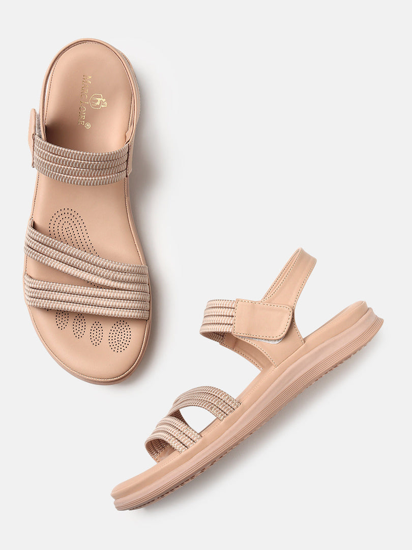 Marc Loire Womens Beige Backstrap Solid Flats Sandals