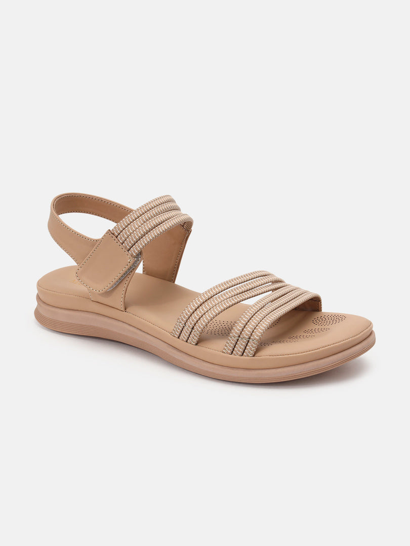 Marc Loire Womens Beige Backstrap Solid Flats Sandals