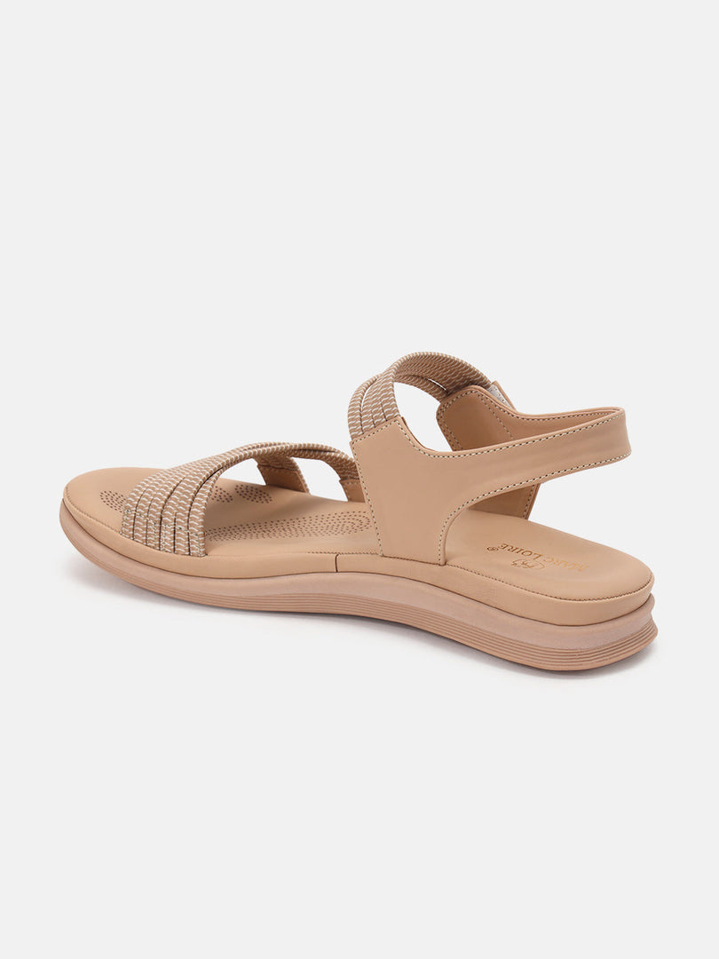 Marc Loire Womens Beige Backstrap Solid Flats Sandals