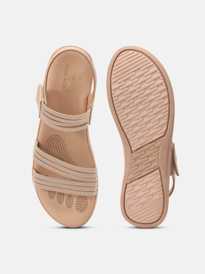 Marc Loire Womens Beige Backstrap Solid Flats Sandals