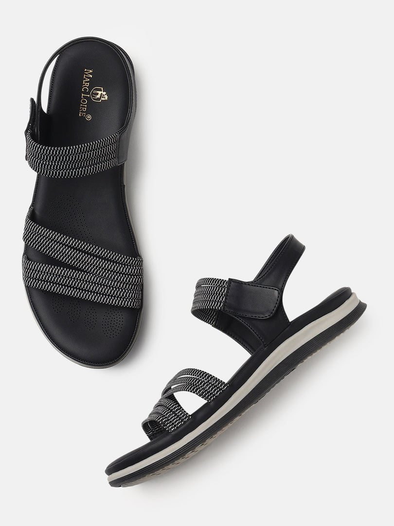 Marc Loire Womens Black Backstrap Solid Flats Sandals