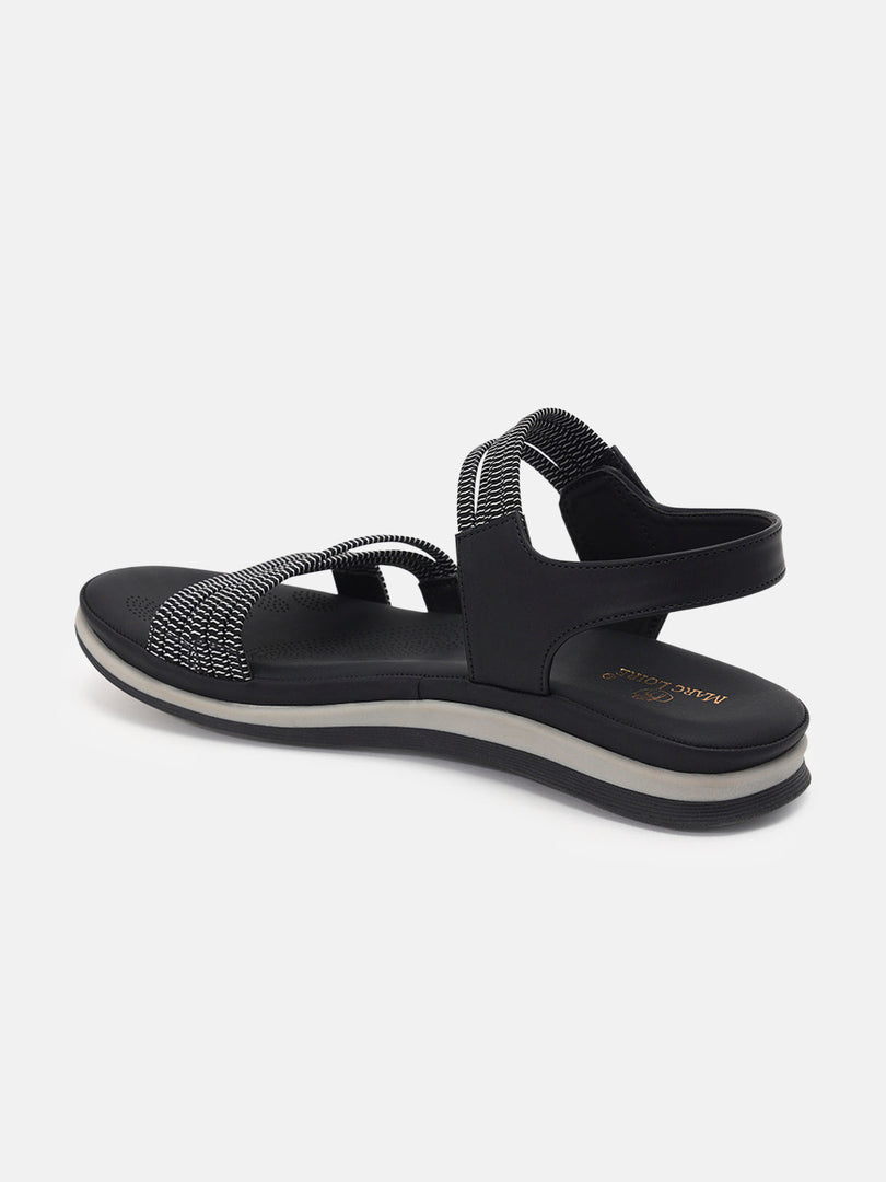 Marc Loire Womens Black Backstrap Solid Flats Sandals