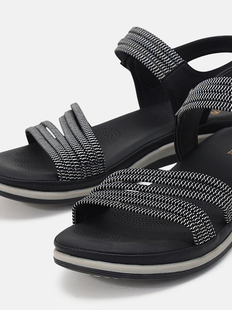 Marc Loire Womens Black Backstrap Solid Flats Sandals