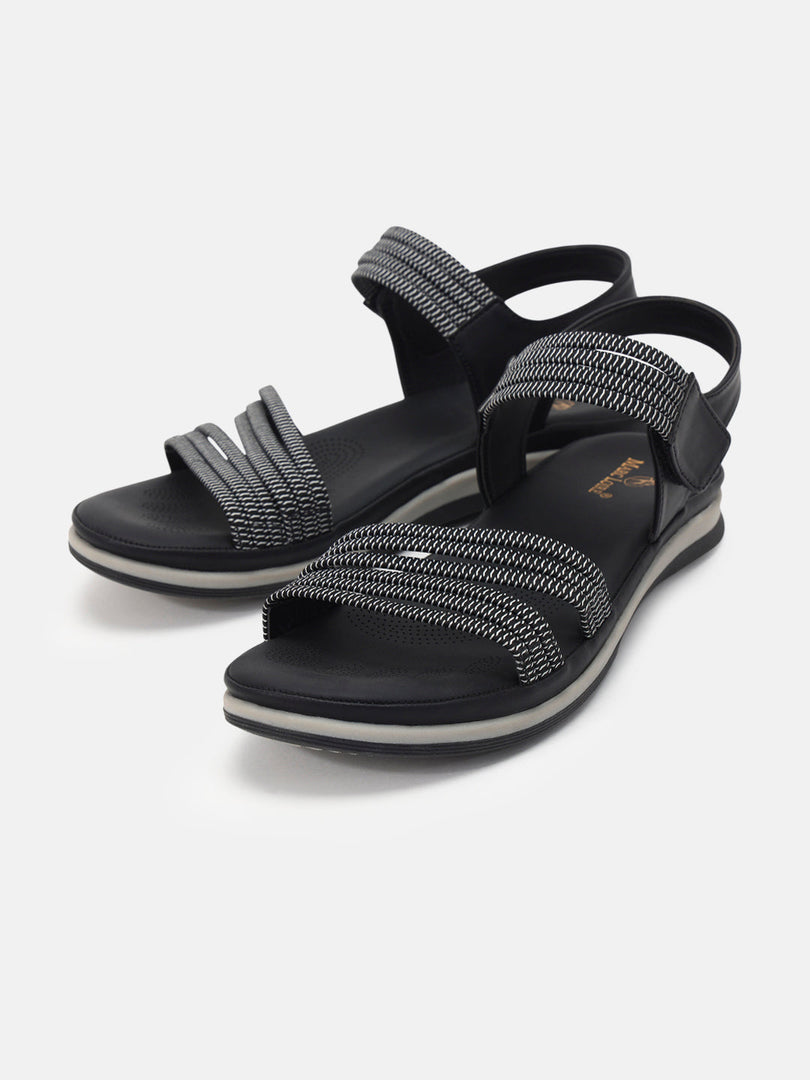 Marc Loire Womens Black Backstrap Solid Flats Sandals