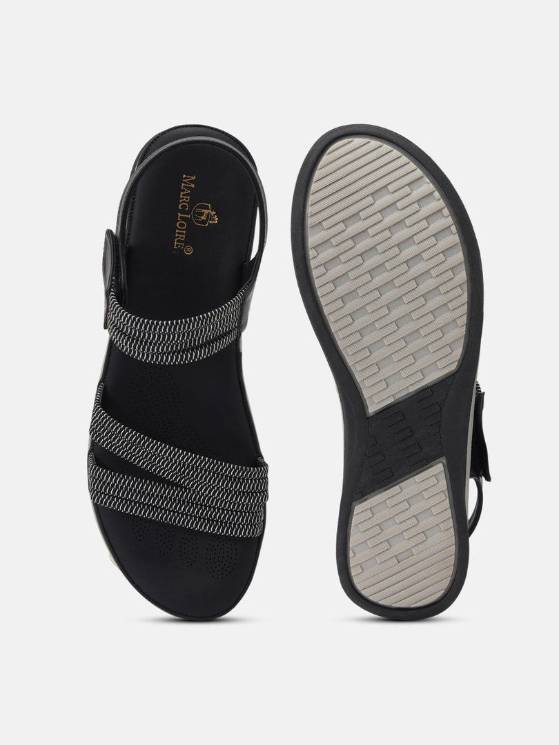 Marc Loire Womens Black Backstrap Solid Flats Sandals