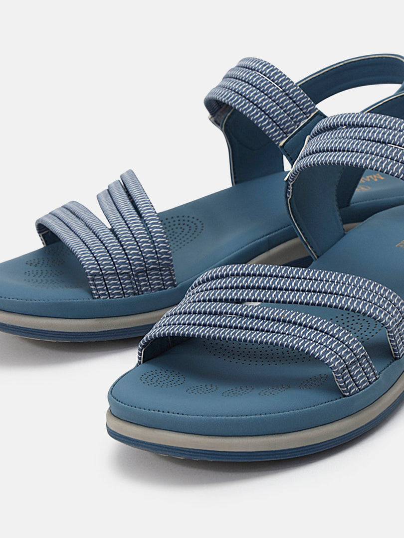 Marc Loire Womens Blue Backstrap Solid Flats Sandals