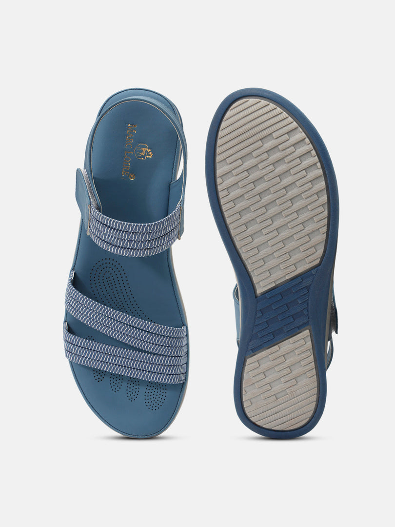 Marc Loire Womens Blue Backstrap Solid Flats Sandals