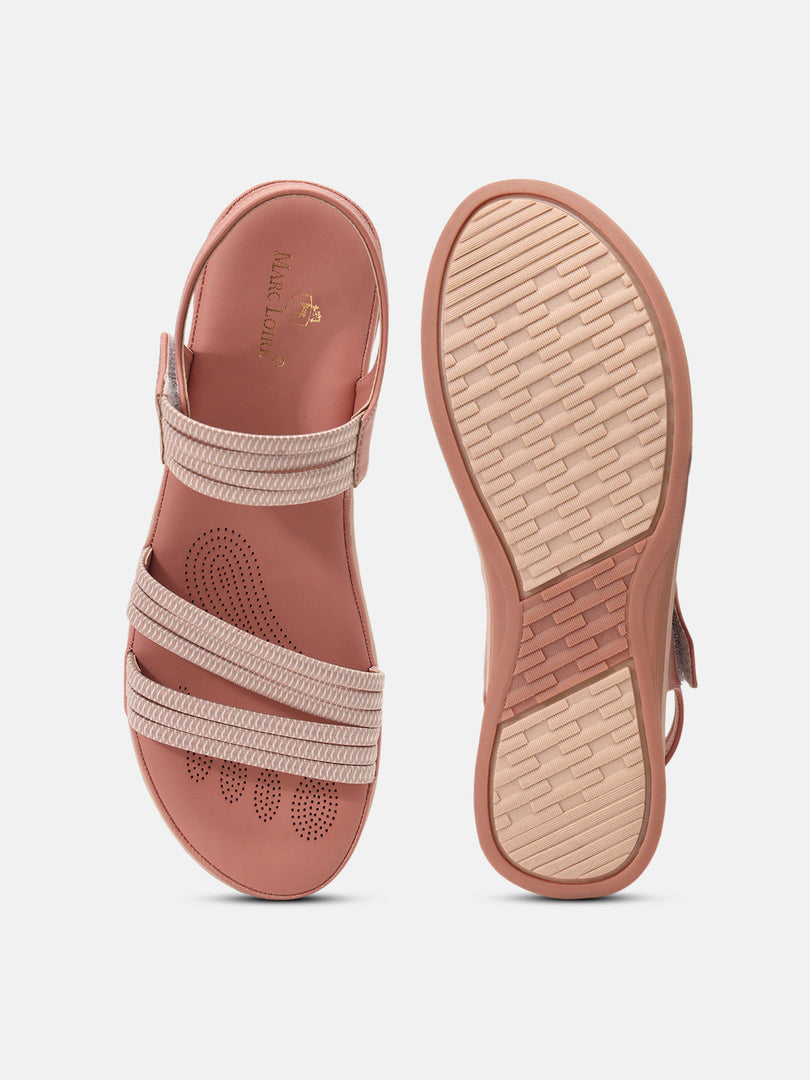 Marc Loire Womens Nude Backstrap Solid Flats Sandals