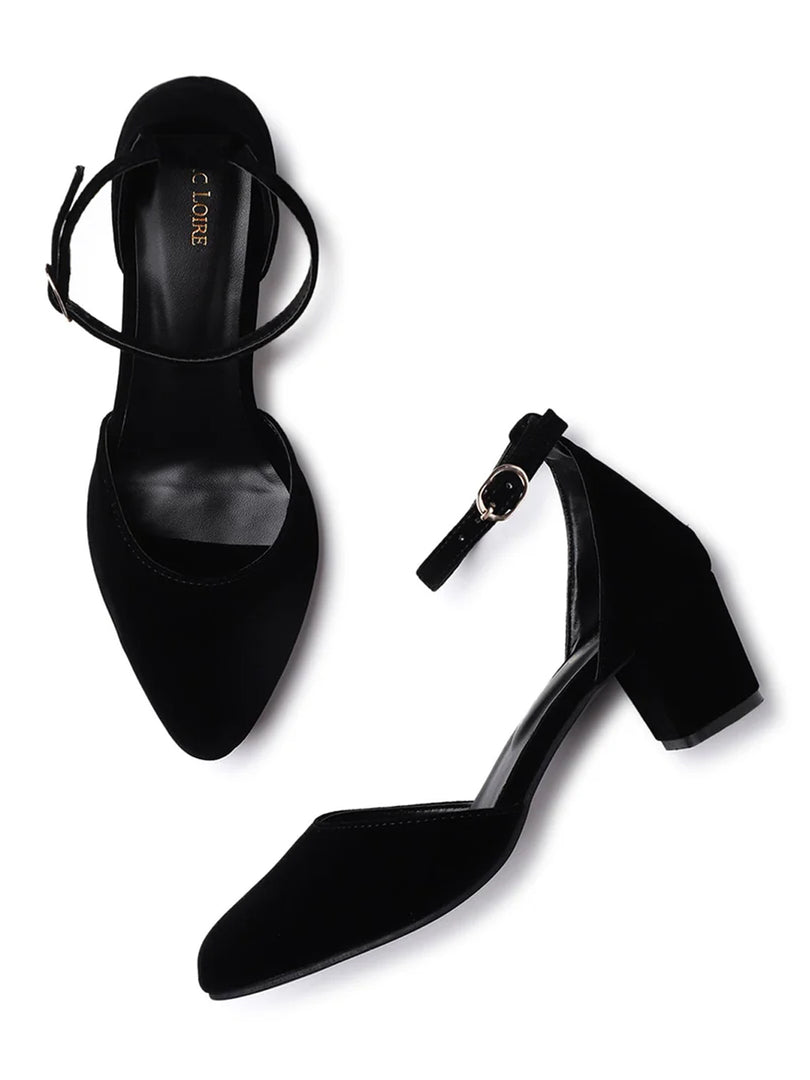 Marc Loire Women’s Pointed Toe Block Heel Fashion Sandals with Buckled Ankle Strap