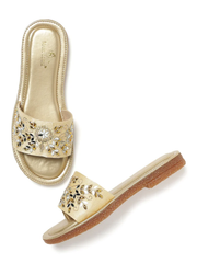 Marc Loire Women Gold Embellished Flats