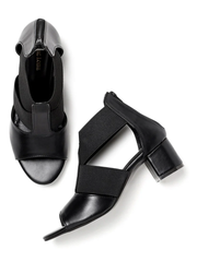 Marc Loire Women Black Block Zipper Heels