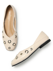 Marc Loire Women Cream Slip-On Flats Ballerinas