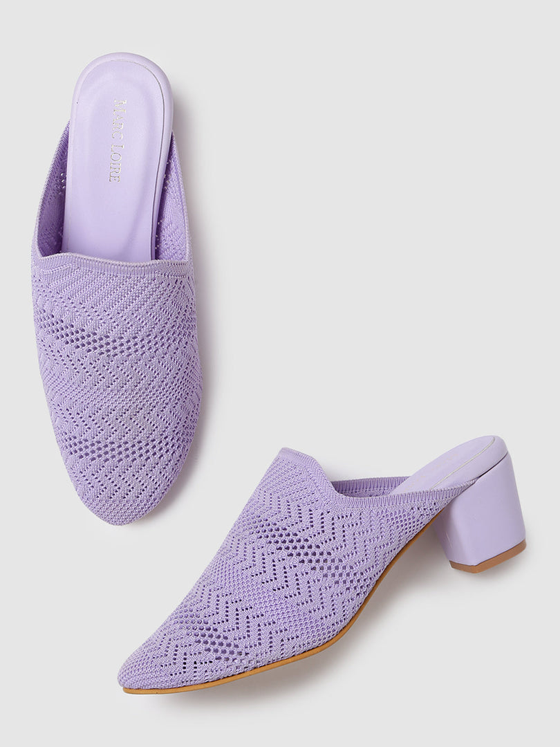 Knitted Round Toe Block Heels